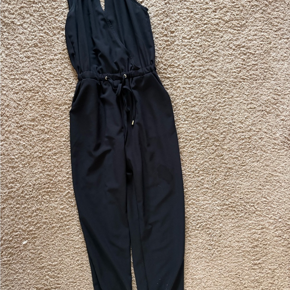 Marilyn Monroe Black Jumpsuit with V-Neck and Tie Waist